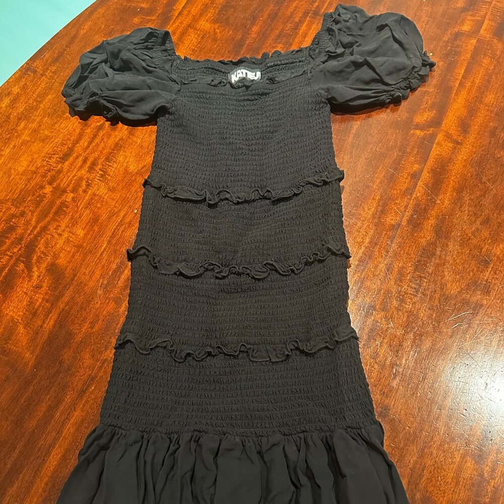 Katie J Girls' Laila Puff Sleeve Tiered Smocked Dress